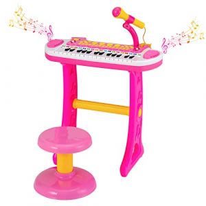 COSTWAY Clavier Piano Enfants 31 Touches avec Microphone et Tabouret,Piano Numérique avec Effets Lumineux,22 Démos,8 Volumes Réglables,8 Tonalités,7 Rythmes,Enfants 3 Ans+ (Rose)… (FDS GmbH, neuf)