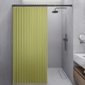 Momooda Rideau de Douche Pliable Aimantée, Rideau de Douche en Lin Anti Moisissure, Rideau de Douche Imperméable Anti-éclaboussures, Fermeture Rapide, Vert, 150x200cm (Gosmooth EU, neuf)