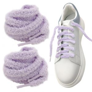 AJUNLKVDR Lot de 2 Paires de Lacet Peluche Lacet Fluffy - 120 cm Ronds,Épais,Lacets de Sport,Lacets de Campus - Élastiques Universels,Doux de Rechange,Taille Unique (Violet) (HengShuiKaiHengKeJiYouXianGongSi, neuf)
