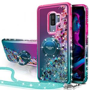Miss Arts Coque pour Samsung Galaxy S9 Plus, Fille Silicone Paillette Strass Bling Glitter de Luxe avec Support, Liquide Gel Bumper Housse Etui de Protection pour Samsung Galaxy S9 Plus - Vert (Miss Arts -FR, neuf)