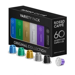 ROSSO CAFFÈ Nespresso 60 Capsules, 6 Variétés Premium Espresso Assortiment, Capsules Café compatibles Nespresso, compatible avec Machines Originales (Rosso Caffe EU, neuf)