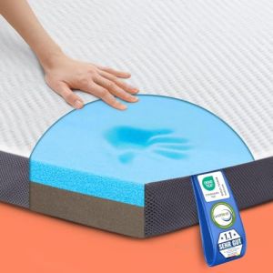 MKS Surmatelas 80x200 Memoire de Forme 5cm H3 & H4 &ndash; Mattress Topper Mousse Gel Visco&eacute;lastique &ndash; sur Matelas Respirant & Rafra&icirc;chissant &ndash; sur-Matelas pour Adulte avec Housse Bambou Antid&eacute;rapant (MKSTrade, neuf)