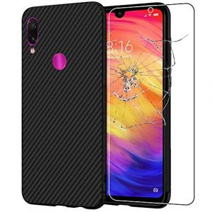 ebestStar - Coque pour Xiaomi Redmi Note 7, Note 7 Pro, Etui Protection Motif Carbone, Antichoc Souple TPU, Noir + Verre Trempé (ebestPro-fr, neuf)