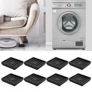 Tapis Machine à Laver Anti Vibration, 8 pièces Support Machine a Laver mit Pad Dessous de Plat pour Meubles Tapis, Sèche-Linge Patin Antiderapant Pieds en Caoutchouc, pour roulettes de Meubles Pad (ALLYBO LTD, neuf)