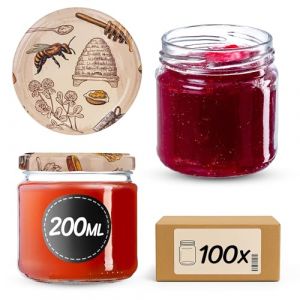 KADAX Petits pots de conserve 200 l, fi66 mm, mini pots à miel et épices, bocaux hermétiques, bocaux à conserves, bocaux, bocaux à conserves, verres ronds (miel de trèfle) (KADAX, neuf)