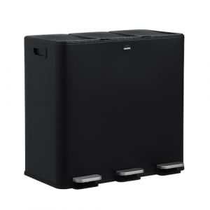 CASABEL Poubelle Tri S&eacute;lectif 3x20L, Acier Inox Noir, Poubelle 60L Cuisine Recyclage Rectangulaire &agrave; P&eacute;dales, Anti Traces, Anti Odeurs, Syst&egrave;mes de Tri des D&eacute;chets, Poubelle Tri Selectif 3 Bacs (CASABEL FR, neuf)