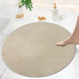 Famibay Tapis Salle De Bain Beige Antid&eacute;Rapant Tapis Lavable en Machine 80x80cm Absorbant Moelleux Rond pour De Salle Bain Toilette (Pretty Decor, neuf)