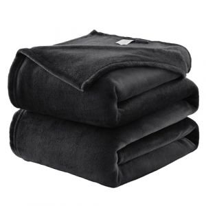 WAVVE Plaid Couverture Polaire Flanelle en Microfibre, Jeté de Canapé 220x240 Noir, Couverture lit Jete de Canape 2 Personnes, Plaid Fourrure Grand Chaud et Doux en Peluche, 240x220 (Wavve EU, neuf)