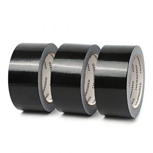 CHUANGSEED Lot de 3 rubans adh&eacute;sifs en toile noir,bricolage heavy duty duct tape black,210 mic x 50mm x 27,4m de qualit&eacute; sup&eacute;rieure r&eacute;sistants &agrave; l'eau, ruban adh&eacute;sif de r&eacute;paration,gaffer noir (CHUANGSEED, neuf)