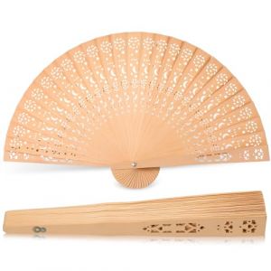 Queekay Éventail Pliant Chinois Sculpté Éventail à Main en Bois Éventail Pliable de Mariage Été Ventilateur Pliable Chinois Creux Vintage en Bois Décoration Murale pour Douche Nuptiale (Étoile Lune) (QangbedQing, neuf)