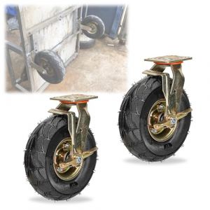 200mm 250mm Roulettes Charges Lourdes Type Tout-Terrain Roue Gonflable Pneumatique Lot De 2, Silencieuses Roulettes Pivotantes En Caoutchouc Avec Frein, Une Roue Portant 200 Kg (Color : Brake, Size (EuroStyle Living, neuf)