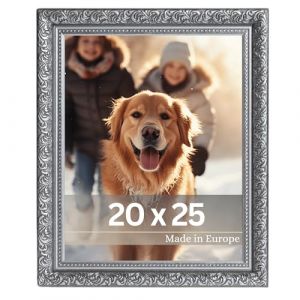 Victor Cadre Photo Rubens en 20x25 cm Noir Argent - Bar: 30x20mm - Verre Véritable - Châssis pour l'image Baroque - Antique - Vintage 20x25 (Victor_Store, neuf)