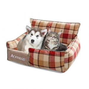 PETCUTE Panier pour Chien Moyen Grande Taille,Orthopedique Lit pour Chien avec Couvercle Amovible,Confortable et Apaisant,Lavable Antid&eacute;rapant Panier pour Chiens et Chats,Rouge,XL (ZHI-INNOVATIVE LTD, neuf)