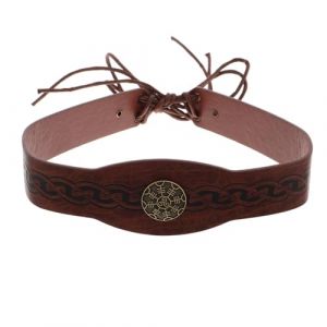IMIKEYA Bandeau M&eacute;di&eacute;val Viking en Pu Marron Vintage, Coiffe Renaissance pour Femmes, Accessoire Costume Cosplay Historique pour F&ecirc;tes &agrave; Th&egrave;me Moyen &Acirc;ge (Chaaoyuu, neuf)