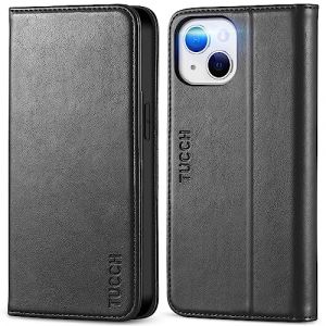 TUCCH Coque pour iPhone 13 5G, Etui Portefeuille iPhone 13 [Béquille] [Fentes pour Cartes] Antichoc TPU Folio Housse avec Rabat Cuir PU Premium pour iPhone 13 6,1 Pouces - Noir (EC-GLOBAL FR, neuf)