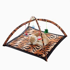 Tofern Lot de 1 * Corbeille + 4 * Jouets Balle Clochette Souris Plume Chat Chiot Tapis Matelas Coussin Panier Maison D&ocirc;me Multifonction Hygi&eacute;nique Antibact&eacute;rien Portable Compact L&eacute;ger Moelleux R&eacute;sistant Chaton Chien Animal Domestique (QUVITA, neuf)