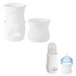 2pcs Housse Biberon Manchon, Couvre-Biberon Silicone Bébé Design de Renfort Inférieur Super Élastique Adapté aux Biberons en Verre Naturel Compatibles avec Philips AVENT(Blanc) (Jenniy, neuf)