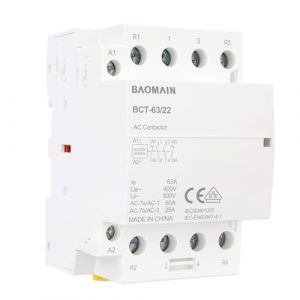 BAOMAIN Contacteur AC, 2 p&ocirc;les NO, 2 p&ocirc;les NC, 63 A, tension de bobine AC 220 V, montage sur rail DIN 35 mm, VDE approuv&eacute;, BCT-63/22 (4P 2NO 2NC 220V) (BAOMAIN, neuf)