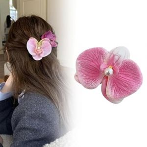 Pinces à cheveux fleur d'orchidée papillon, épingle à cheveux orchidée papillon bohème, pinces à cheveux élégantes fleur d'orchidée artificielle en soie, pinces à cheveux fleur for femmes (Color : 1 (Tong Ting Official Store, neuf)