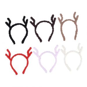 FRCOLOR 6 Pièces Cerceau De Cheveux En Corne De Cerf Cerceau De Cheveux Bois Bandeau Oreilles D'animaux Bandeau De Fête D'halloween Bandeau De Fête De Noël Bandeau De Bois De Renne De Noël (Laners, neuf)
