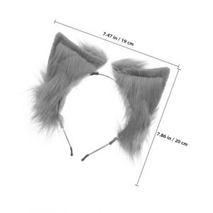 OUNONA Bandeau Oreilles de Chat Peluche Gris Accessoire Cosplay et Halloween et Adolescents Headband Mode Adulte Oreilles de Chat R&eacute;alistes et Confortables pour F&ecirc;te et D&eacute;guisement (Gustell, neuf)