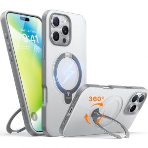 TORRAS 360&deg; Ostand Spin pour Coque iPhone 16 Pro Max [Support Magn&eacute;tique Rotatif 360&deg;] [Protection Militaire], [Finition Mate Antid&eacute;rapante et Antitraces] - Grey (TORRAS Direct, neuf)