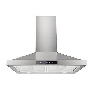 FIREGAS Hotte de cheminée 60 cm, 3 vitesses, 335 m³/h, commandes tactiles, hotte aspirante murale de 600 mm – Acier inoxydable (Firegas Kitchen Appliances, neuf)