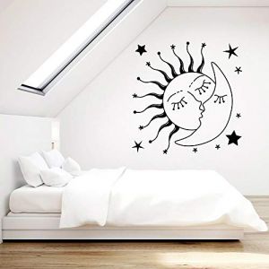 NSRJDSYT Soleil Baiser Lune Sticker Mural étoiles Romantique Chambre Porte fenêtre Vinyle Autocollants pépinière dortoir bébé Chambre Amovible Art Mural 86x84cm (SxMingShang, neuf)