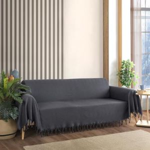 Milam London Jeté De Canapé Grand 3 Places Jeté Extra Large pour Canapé Jeté pour Canapé Grand Jeté À Chevrons 180 X 300 Cm Gris (Milam London, neuf)
