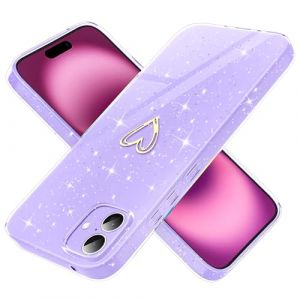 Yichxu Coque pour iPhone 16 Plus, Silicone Glitter Housse Compatible avec iPhone 16 Plus Bumper Case Souple TPU en Protection Antichoc Amour de Coeur l&eacute;g&egrave;re &Eacute;tui pour iPhone 16 Plus (6,7"), Violet (Yichxu-EU Store, neuf)