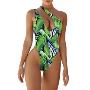Oanviso Maillot De Bain Une Pièce Femme Col Licou Body Monokini String Wetlook Décolleté Transparent Micro Bikini Transparent Dessous Sexy Coquine Hot Cut Out Swimsuit C 06 XL (Shopping tide, neuf)