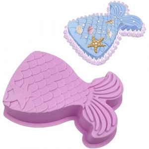 YXHZVON Moule &agrave; G&acirc;teau en Silicone en Forme de Sir&egrave;ne - Grand Format - Pour Anniversaire d'enfant - Pour G&acirc;teau, Pudding, Chocolat, Mousse - Violet (xiaxingsales, neuf)