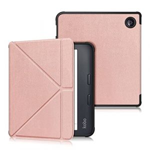 DINGGUAGUA Coque kobo Libra Colour 7 inch TPU Coque Étui kobo Libra 2 Liseuse eBook Housse avec Support Pliant Housse Protection Coque,Or Rose (Nuotuoda EU, neuf)