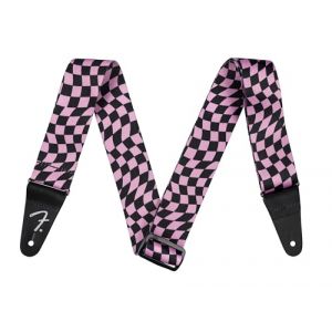 Fender Sangle ondulée en polyester Motif damier Rose (Coloretta, neuf)
