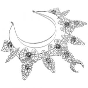 GANAZONO Bandeau Couronne Tête Baroque Élégant avec Strass Accessoire Coiffeuse Fille pour Fête Halloween Mariage Serre-tête DIY Multi-usage (JUNEE, neuf)