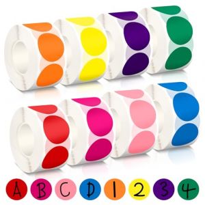 Lanovuto 4000 Pièces Gommettes Autocollantes Rondes Multicolores, 25mm Gomette Adhésives Couleur, Étiquettes Autocollante, pour Bureau, Maison, Entrepôt (8 Rouleau) (Bezee Direct, neuf)