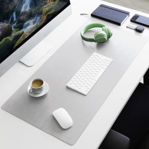 Floordirekt Sous-main en cuir synth&eacute;tique - Tapis de bureau pour bureau et &eacute;cole - Tapis de souris - Sous-main - Tapis de bureau noir (blanc, 120 x 60 cm) (MEISTEREI, neuf)