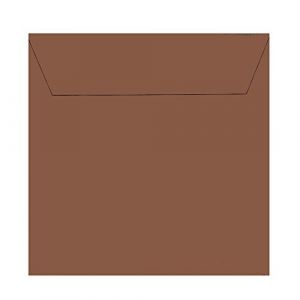 Paper24 Lot de 25 enveloppes carr&eacute;es 155 x 155 mm, autocollantes, 120 g/m&sup2;, pour cartes de mariage au format 148 x 148 mm, couleur chocolat (paper24, neuf)