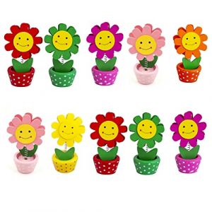 10 Pièce Supports Créatifs en Bois pour Photos, Forme de Fleur Pince Mémo Support, Supports Créatifs en Bois, pour Numéro de Table, Nom, Photo, Mémo (Couleur Aléatoire) (Fayemoon, neuf)