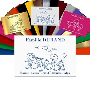 Plaque De Maison Famille Personnalisée Pour Boite Aux Lettres - Plaque Family PVC À Personnaliser - 12x8cm - 24 Motifs Disponibles (Blanc écrit Bleu) (GRAVURE ET COMPAGNIE, neuf)