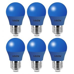 EXTRASTAR Ampoule LED Couleur E27 4W équivalente 40W AC 220V-240V, Ampoules Guirlande Couleur LED G45, orange rouge jaune bleu vert pour lumières de Noël de patio extérieur (bleu, lot de 6) (EXTRASTAR, neuf)