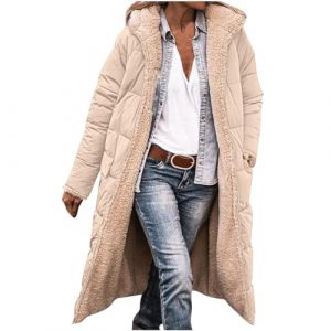 Femme Parka Hiver à Capuche Long Polaire Manches Longues Manteau de Laine Casual Parka Epaisse Chaude Slim Fit Veste en Coton Manteau Longue Militaire Couleur Unie Doudoune Chaude Matelassee (⭐⭐⭐⭐⭐KQIVAM (Arrivée dans 5-12 jours), neuf)
