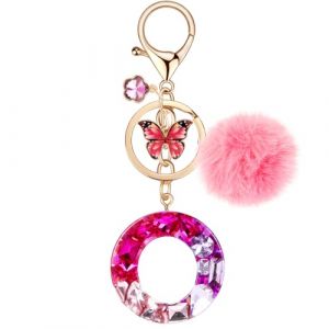MWOOT Porte Cl&eacute;s lettre O pour Femme, Porte Cle Initiale Rouge, Alphabet Charmes en R&eacute;sine pour D&eacute;cor Porte Clef Voiture Sac &agrave; Main (vetpw, neuf)
