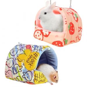 UJBVCX 2 Pcs Lit pour Cochon d'Inde, Maison d'hiver pour Petits Animaux, Sac de Couchage Grotte Nid, Nids de Couchage Chauds pour Hamster L&rsquo;&eacute;cureuil Le Cochon d'Inde B&eacute;b&eacute;s, 18 * 19CM (2) (CHAOYI ST, neuf)