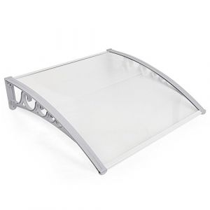 Auvent Marquise Auvent de Porte pour Porte Terrasse Toit Abri Protection Contre La Pluie et UV, Mat&eacute;riau: Panneau PC Creux de 5 mm, Plastique PP et Support en Alu (60,5x100cm) (hlang EU, neuf)