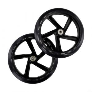 Lot de 2 roues de scooter, 125 mm à 200 mm avec roulements pour scooters, patins à roulettes, chariots, diamètre du trou central 8 mm (200 mm x 40 mm, translucide) (Zhao Zhao, neuf)
