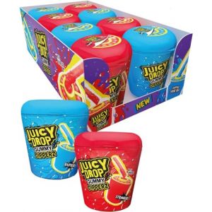 Bazooka Juicy Drop Lot de 8 pots de bonbons g&eacute;lifi&eacute;s 2 saveurs Framboise Fraise Dip "N" Stix) (OD Trading LTD, neuf)