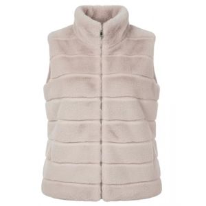 Van Der Rich &reg; - Manteau Col Debout Sans Manches en fausse Fourrure Gilet Court Deux Poches Lat&eacute;rales - Femme (Beige Abricot) (PZ Diffusion, neuf)