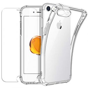 New&Teck Coque pour iPhone SE 2022/SE 2020 et iPhone 8/7 (4,7) + [Verre Trempé Protection écran], Housse Etui en Transparent Silicone TPU Souple [Bumper avec Coins Renforcés], Protection Claire. (New&Teck, neuf)