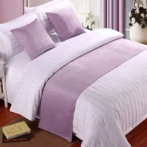 Chemin de lit double en velours doux avec housse de couette de luxe pour lit double Violet 210 x 50 cm (7-15 Days Delivery Shops, neuf)